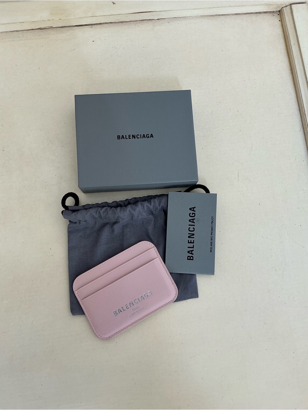 BALENCIAGA CASH 2.0 CARD HOLD CASE IN SUEDE PINK WITH TAGS AND BOX